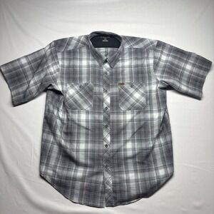 Orvis Mens XXL Grey Plaid Short Sleeve Button Down Fishing Utility Shirt 253